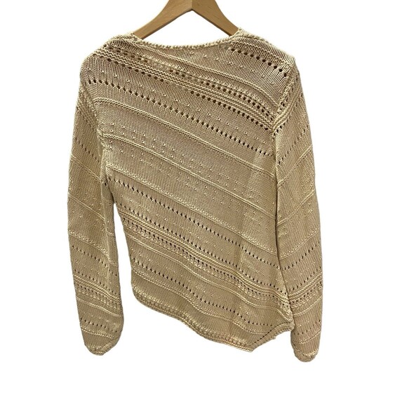 JJill VTG Small Oatmeal Linen Cotton Knit Pullover Asymmetrical Hem Sweater - Picture 2 of 6